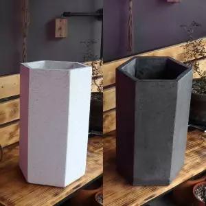 모던 시멘트 육각 22x40cm 대형 화분분배 인테리어 정원 원예 베란다 디자인 꽃화분 식물 플라워 꽃집