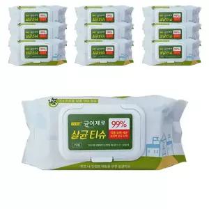 [균이제로] 99%살균 소독용에탄올 손소독제 손소독티슈 75매 10팩