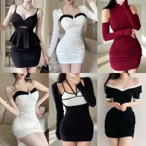 [글램디브] 하객룩 원피스 겨울 신상 미니원피스 쉬폰 bj 방송의상 파티 롱 페미닌 연말 클럽