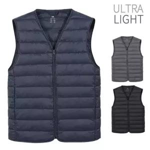 [디바옴므]겨울 지퍼 V넥 경량패딩 집업 조끼