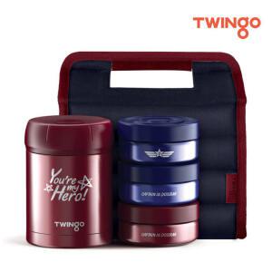 II 트윙고 보온도시락 세트 1140ml (보온죽통+찬통3개+이동파우치)