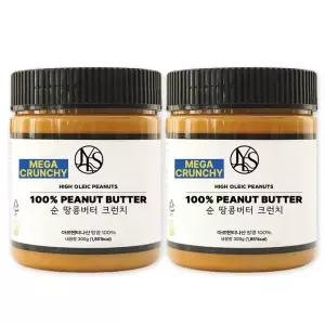 야스티 순 땅콩버터 크런치 300g X 2개 무첨가 100% 피넛버터 잼