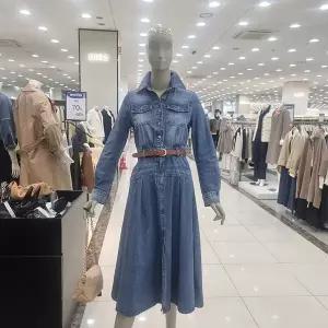 [시슬리]허리 밴딩 데님 셔츠형 원피스 (SAOP05411 블루)_DJ