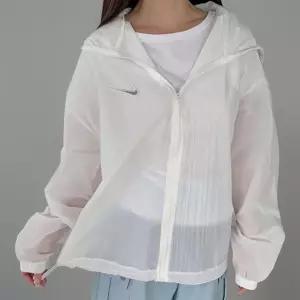 여성용 시스루 후드 바람막이 점퍼 루즈핏 나일론 재킷