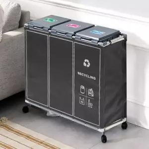 재활용 커버세트 3단 분리수거 함 대 쓰레기통 쓰레기 통 가정용 분리수거 함 재활용 휴지통