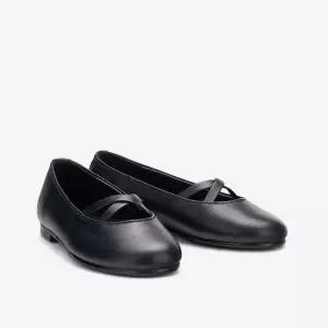 [보리보리/아이들]1701 키즈 & 맘 소가죽 크로스 스트랩 플랫슈즈 - 블랙