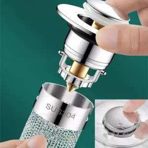 세면대 원터치 물마개 자동 팝업 일체형 철제 거름망 화장실트랩 머리카락 욕실