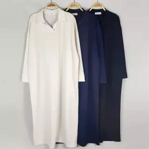 여성 빅사이즈 긴팔 롱가운 가을용 브이넥 원피스