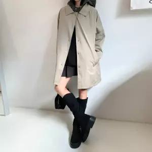 여자 나일론 코튼 바람막이 양면 후드 야상 미디 점퍼