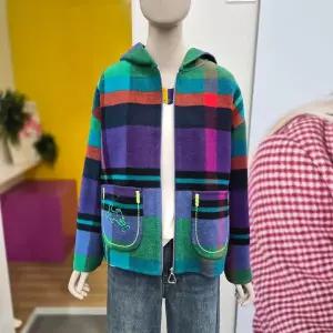 [베네통] 칸 체크 후드 숏 코트 BACTA4561 MU