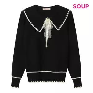 [롯데백화점]SOUP 레이스 빅 카라 배색 니트 (S5ALK02)