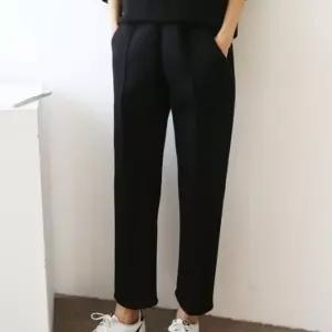 네오프렌핀턱 포켓일자바지 겨울데일리 무지면 캐주얼 9부 밴딩팬츠