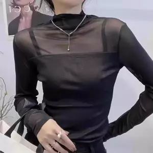 시스루폴라티 레이어드용 여자 시스루 목폴라