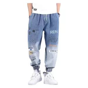 힙합 조거팬츠 남자 그래피티 루즈핏 데님 가을 스트릿 캐주얼 청 트레이닝 그라데이션