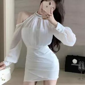 여성용 숄더 파티 홀터 오프 콩쿨 연주회 이브닝 쉬폰 연말