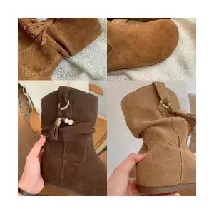 쉬헐크 여성 여친 신발 워커힐 진가죽 속가보시 라운드토우 웨지힐 카키워커 데님 앵클부츠 KKE5