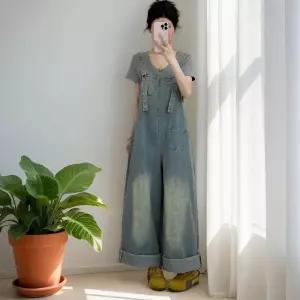데님 멜빵바지 오버롤 점프수트 점프수트
