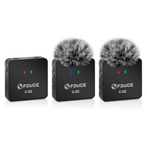 [미국배송] 전화 및 카메라용 듀얼 UHF 무선 라발리에 마이크 시스템 콘덴서 마이크의 미니 휴대용 클립 유튜브용 라펠 무선 팟캐스트 인터뷰 스트리밍 ASMR 녹음