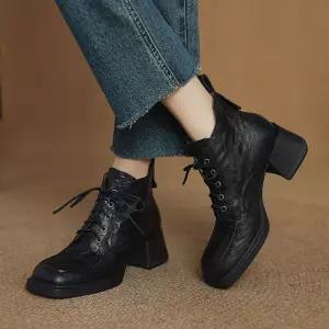 여성 동계 워커힐 워커 가보시 미들굽 리얼 가죽 스트랩 앵클부츠 패피4