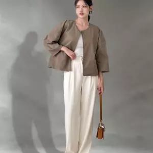 여성 단추 하나 칠부 벌룬 빅사이즈 오버핏 가을 재킷