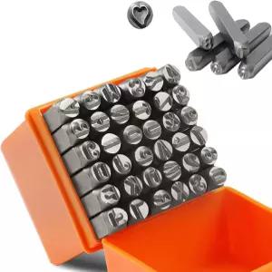 37PCS 금속 스탬핑 키트 문자 및 숫자 1 /8 3mm A-Z 0-9 하트 스틸 번호 알파벳 ID 펀치 도구 세트 주얼리