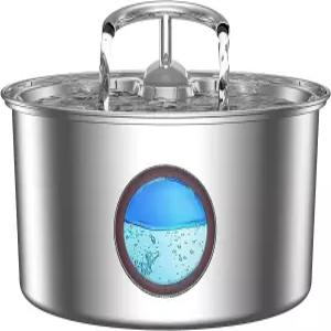 톰스큐트 고양이 분수 스테인리스 스틸 - 108온스/3.2리터 수위 창문이 있는 음수대 스마트 펌프 개 여러