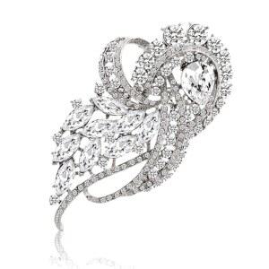 여성용 대형 투명 빈티지 크리스탈 꽃다발 핀 우아한 브로치 드레스용 UAIAGM 라인스톤 특별한 날과 의상을 위한 패션 주얼리 다이아몬드