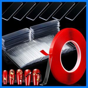 50 조각 네일 디자인 팁 디스플레이 스탠드 홀더 10 M 양면 테이프 네일 디자인 연습 홀더 이동식 장착 테