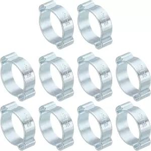 PATIKIL 30 팩 15-18mm 이중 이어 호스 클램프 튜브 파이프 피팅 연결부용 아연 도금 강철 크림프 링 실버