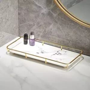 골드프레임 세라믹 화장품 트레이 욕실 북유럽 탁상