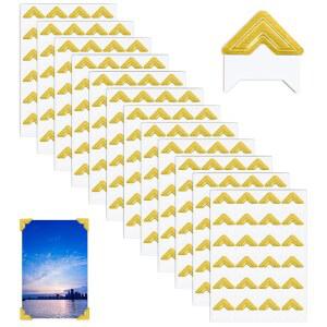 240피스 사진 코너 셀프 접착 스티커, 장착 DIY 스크랩북, 앨범, 액자, 저널 용품(골드)을 위한 산성 프리