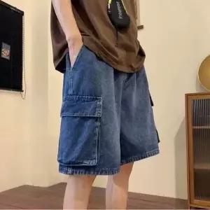 하프팬츠 데님 카고반바지 스트릿 캐주얼 남성 청 여 (WFJ70ML)