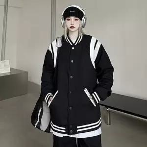 남성 블랙 오버핏 야구 점퍼 ON-JUA-QWFK9IIW