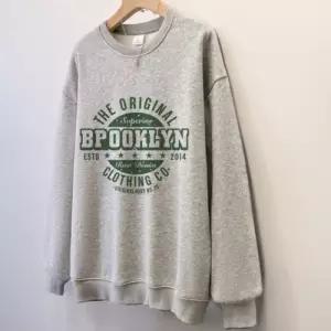 여성 맨투맨 라운드 넥 봄 가을 레터링 티셔츠 그레이