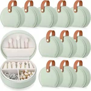 웨이샛 12팩 여행용 주얼리 케이스 미니 가죽 신부 들러리 선물 상자 벌크 하프 문 디자인 분리 가능한