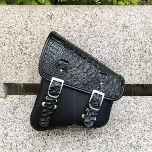 오토바이 사이드 가방 가죽 방수 검정 바이크 새들백 빈티지