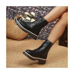 여성 워커힐 워커 추동 빅사이즈 라운드 스트랩 통굽 옆지퍼 컴포트 부츠 MODU4