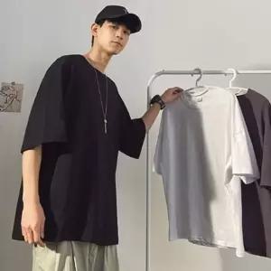 오버핏 캐주얼티 반팔티 남성티셔츠 캐주얼룩 기본 무지티 (WFJSP4W)