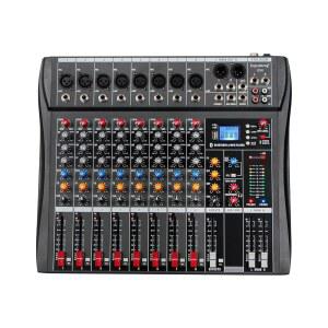 [미국배송] 디푸셩 오디오 믹서 프로페셔널 8 채널 DX8 사운드 보드 DJ 믹싱 콘솔 시스템 인터페이스 USB MP3 입력 블루투스 48V 팬텀 파워 블랙 PC용 믹서 스튜디오 노래방 라이브 음악용