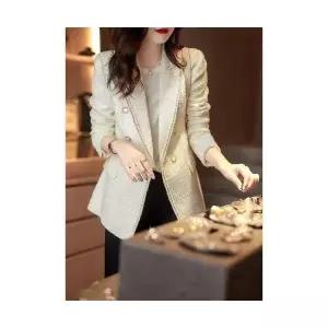 여성정장자켓 화이트골드 작은 헤비 플라워 정장 코트 OP4