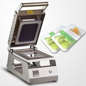 반자동 식품 테이크아웃 , 스테이크 조리 식품용 수동 용기 트레이 씰러, 상업용 스테인리스 스틸 야채 히트 씰러