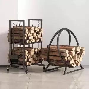 장작 거치대 주택 뗄감 B형 원목 벽난로 캠핑 홀더 나무