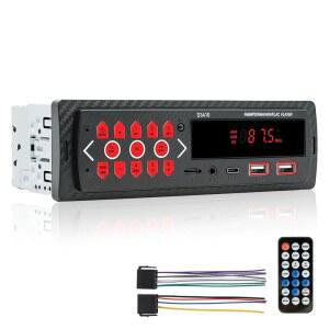 EPATHCHINA 자동차 오디오 지원 12V 듀얼 제어 어시스턴트 스테레오 TF 핸즈프리 WMA 음성 DIN USB 갖춘 LED MP3 AUX MP3 플레이어 라디오 FM 싱글 기능을 FLAC 블루투스