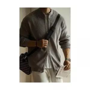 원더우면 남성 빈티지 면 융 침방울 하이넥 투웨이 집업 스웨터 가을 겨울 카디건 OPH4