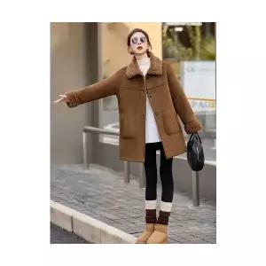 볼사스 여성 모피 코트 가을 겨울 상의 빅 퍼 칼라 도톰한 일체형 램스울 ADOR4