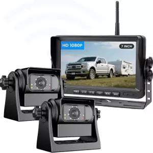 EWAY 2배 마그네틱 무선 WiFi 백업 카메라 7인치 IPS 모니터 HD 1080P 충전식 배터리 배선 없음 차량 트럭