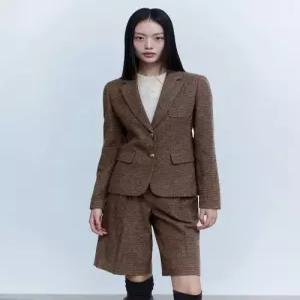 더엣지 theatg 울혼방 로렌 체크 자켓