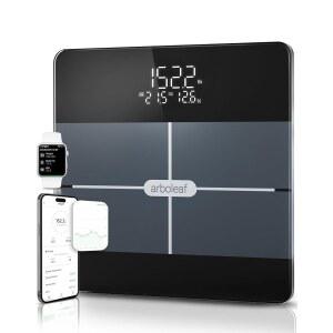 체중을 위한 아르보 스마트 체중계, 체질량지수(BMI) 근육량을 이용한 체지방 3-in-1 LED 디스플레이, 블루투스 정밀 앱, 견고한 강화 유리, 400파운드를 통해 14가지 체중계를 추적합니다