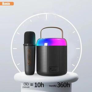 Basix 스피커 블루투스 마이크  서라운드 사운드 RGB 모드 미니 가족 노래 어린이 선물