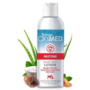 트로피클린 옥시메드 개 발 밤, 건조한 발과 코를 위한 보습 및 치유 로션, 시어 버터와 비타민 A & E로 가려운 피부를 진정시키고, 성분에 대한 장벽 보호, 고양이 안전, 4온스